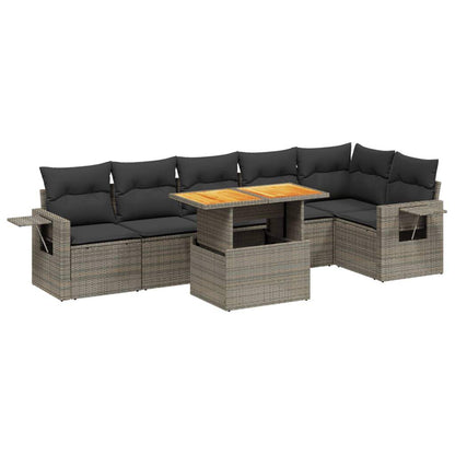 Set Divani da Giardino 7 pz con Cuscini Grigio in Polyrattan - homemem39