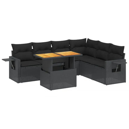 Set Divani da Giardino con Cuscini 7pz Nero Polyrattan - homemem39