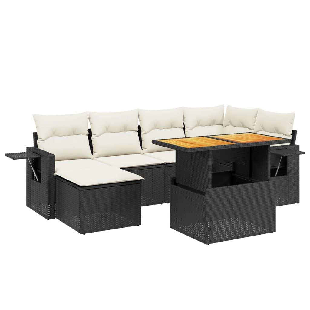 Set Divani da Giardino con Cuscini 7pz Nero Polyrattan - homemem39