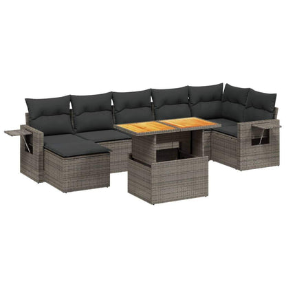 Set Divano da Giardino 8 pz con Cuscini Grigio in Polyrattan - homemem39