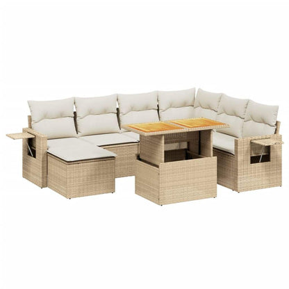 Set Divano da Giardino 8 pz con Cuscini Beige in Polyrattan - homemem39