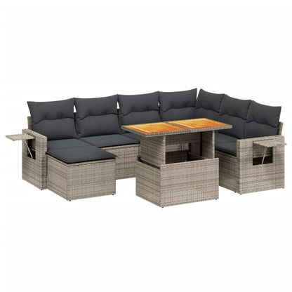 Set Divano da Giardino 8 pz con Cuscini Grigio in Polyrattan - homemem39