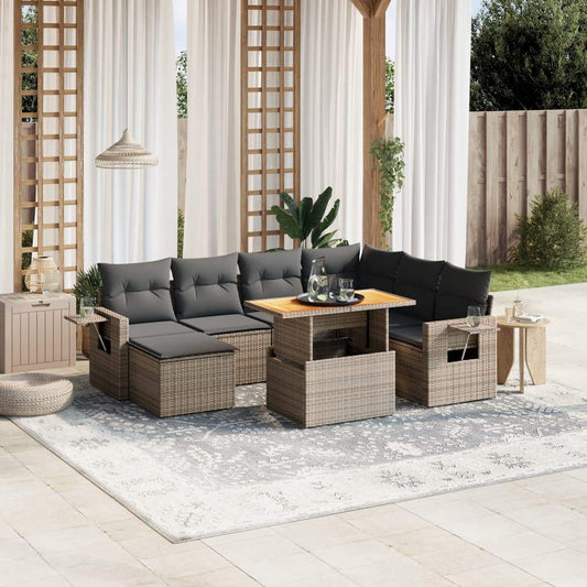 Set Divano da Giardino 8 pz con Cuscini Grigio in Polyrattan - homemem39