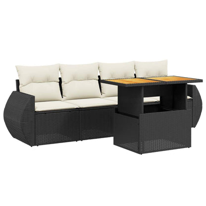 Set Divani da Giardino 5 pz con Cuscini in Polyrattan Nero - homemem39