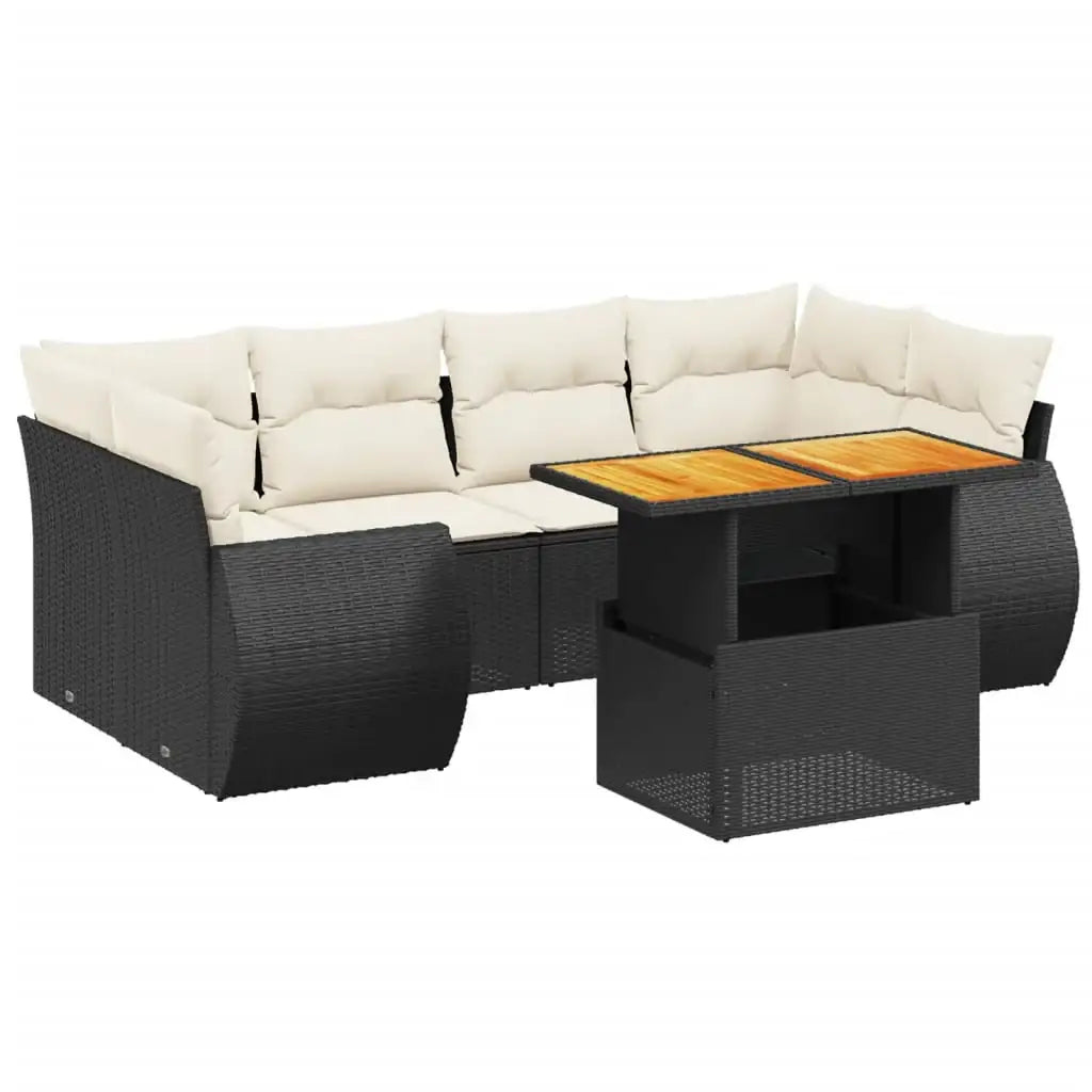 Set Divani da Giardino con Cuscini 7pz Nero Polyrattan - homemem39