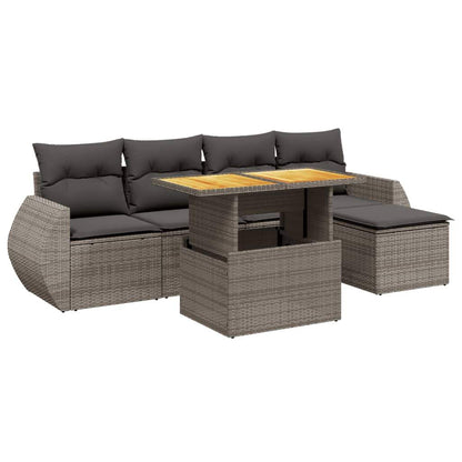 Set Divano da Giardino 6 pz con Cuscini Grigio in Polyrattan - homemem39