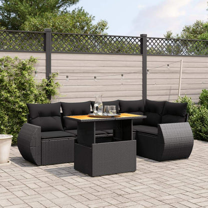 Set Divano da Giardino 6 pz con Cuscini Nero in Polyrattan - homemem39
