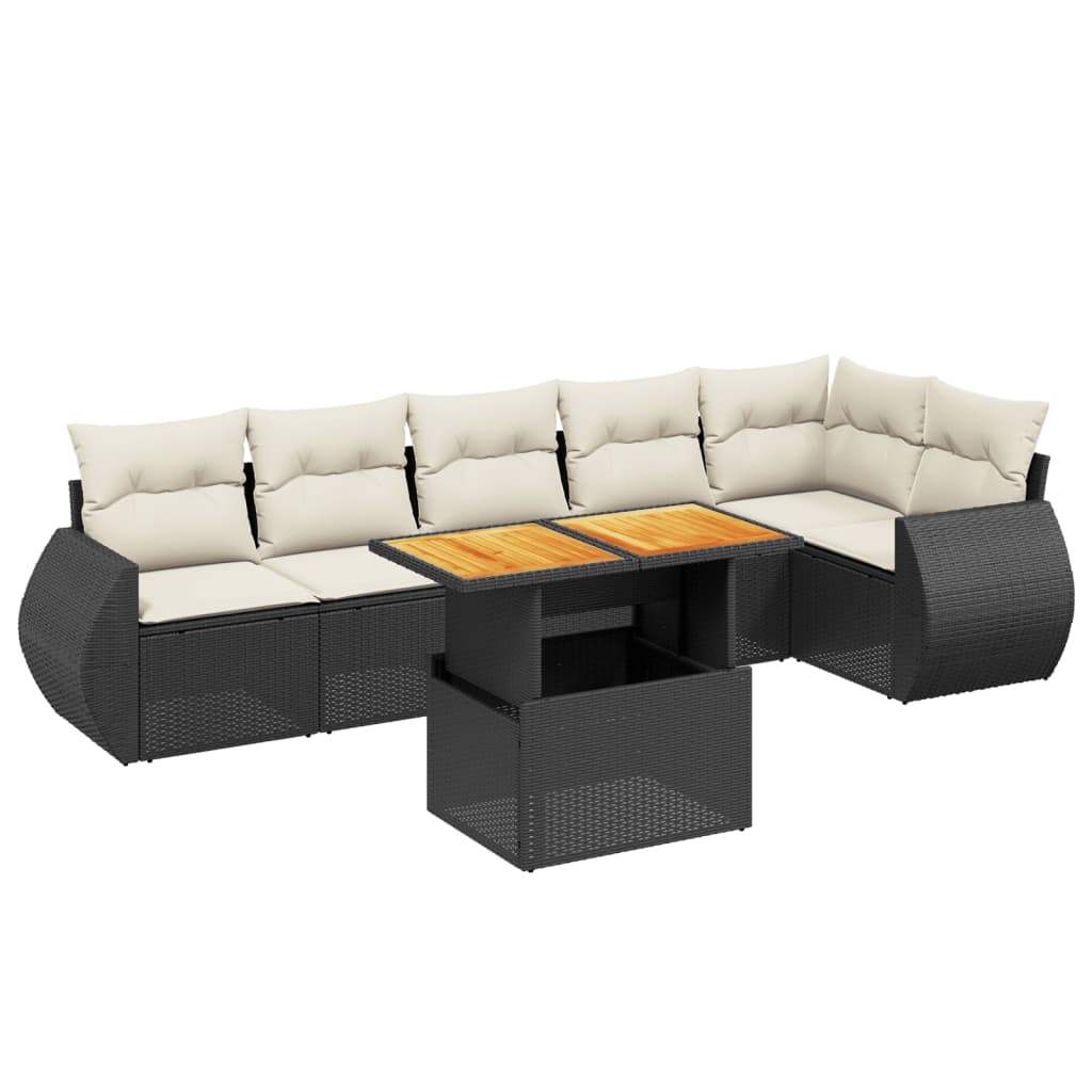 Set Divani da Giardino con Cuscini 7pz Nero Polyrattan - homemem39