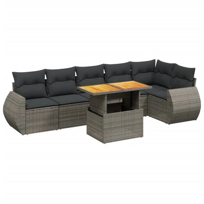 Set Divani da Giardino 7 pz con Cuscini Grigio in Polyrattan - homemem39