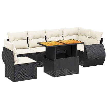 Set Divani da Giardino con Cuscini 7pz Nero Polyrattan - homemem39