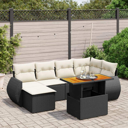 Set Divani da Giardino con Cuscini 7pz Nero Polyrattan - homemem39