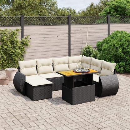Set Divani da Giardino con Cuscini 8 pz Nero in Polyrattan - homemem39