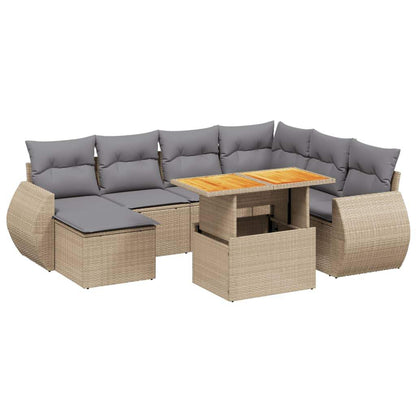 Set Divano da Giardino 8 pz con Cuscini Beige in Polyrattan - homemem39