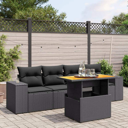 Set Divani da Giardino 5 pz con Cuscini in Polyrattan Nero - homemem39