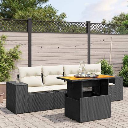 Set Divani da Giardino 5 pz con Cuscini in Polyrattan Nero - homemem39