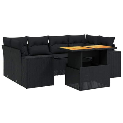 Set Divani da Giardino con Cuscini 7pz Nero Polyrattan - homemem39