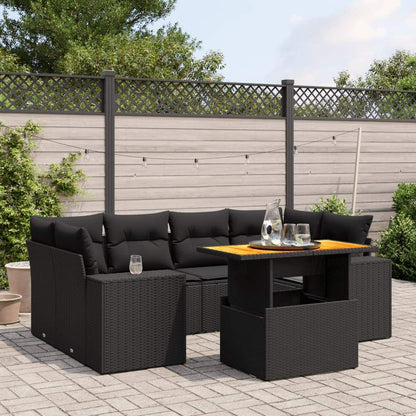 Set Divani da Giardino con Cuscini 7pz Nero Polyrattan - homemem39