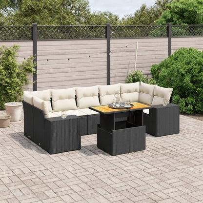 Set Divani da Giardino con Cuscini 8 pz Nero in Polyrattan - homemem39