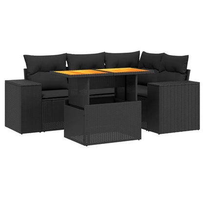 Set Divani da Giardino 5 pz con Cuscini in Polyrattan Nero - homemem39
