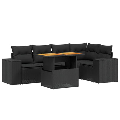 Set Divano da Giardino 6 pz con Cuscini Nero in Polyrattan - homemem39