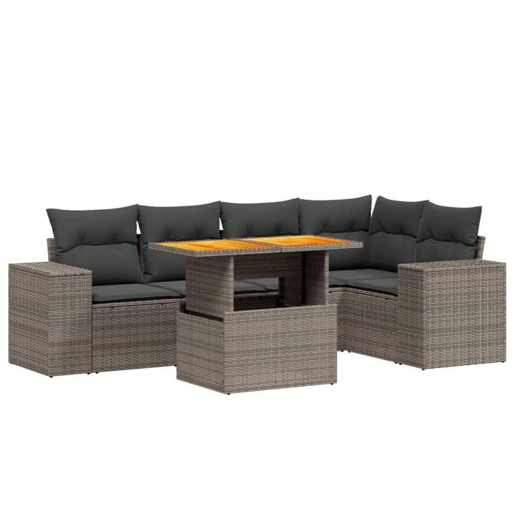 Set Divano da Giardino 6 pz con Cuscini Grigio in Polyrattan - homemem39