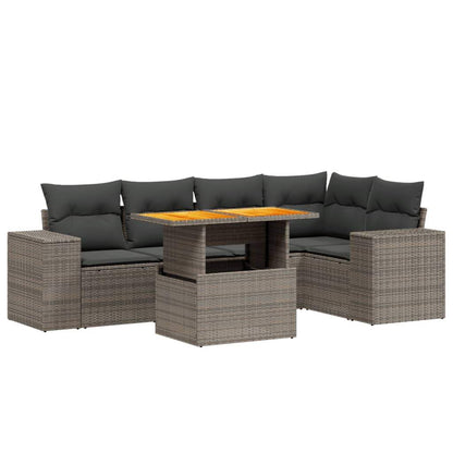 Set Divano da Giardino 6 pz con Cuscini Grigio in Polyrattan - homemem39