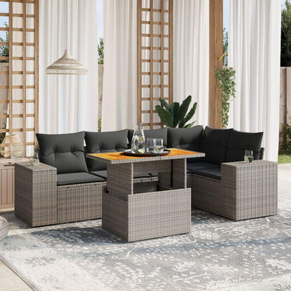 Set Divano da Giardino 6 pz con Cuscini Grigio in Polyrattan - homemem39
