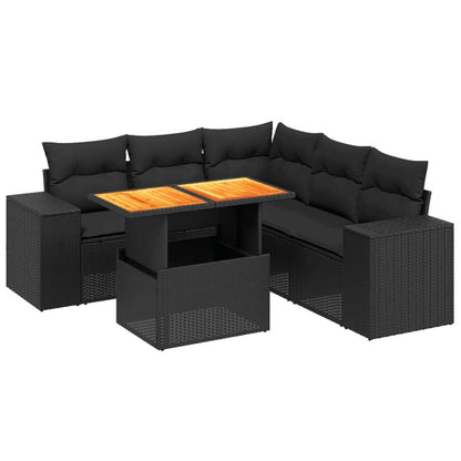 Set Divano da Giardino 6 pz con Cuscini Nero in Polyrattan - homemem39