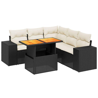 Set Divano da Giardino 6 pz con Cuscini Nero in Polyrattan - homemem39