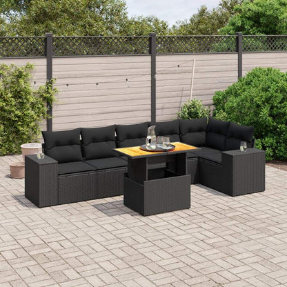 Set Divani da Giardino con Cuscini 7pz Nero Polyrattan - homemem39