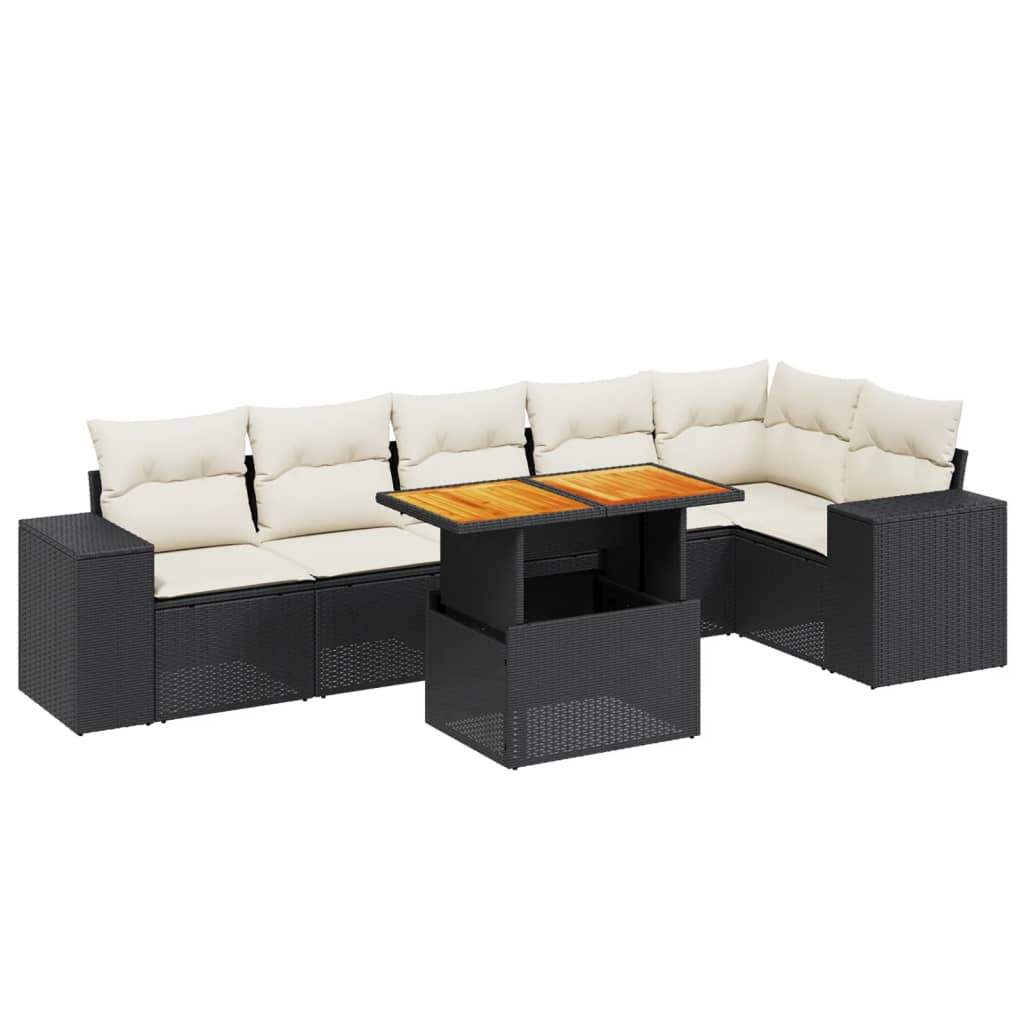 Set Divani da Giardino con Cuscini 7pz Nero Polyrattan - homemem39