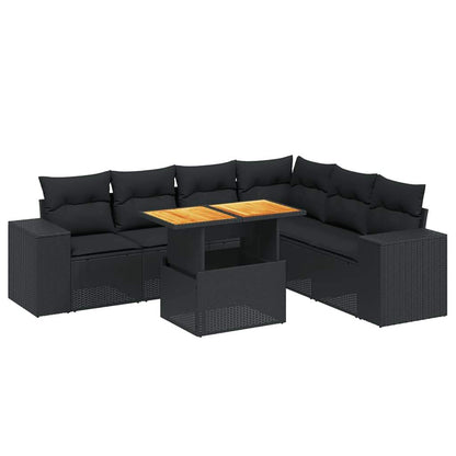Set Divani da Giardino con Cuscini 7pz Nero Polyrattan - homemem39