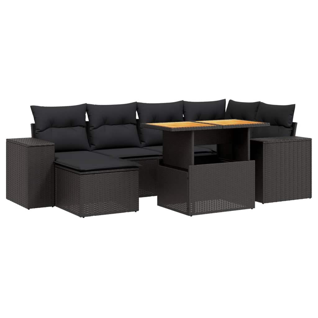 Set Divani da Giardino con Cuscini 7pz Nero Polyrattan - homemem39