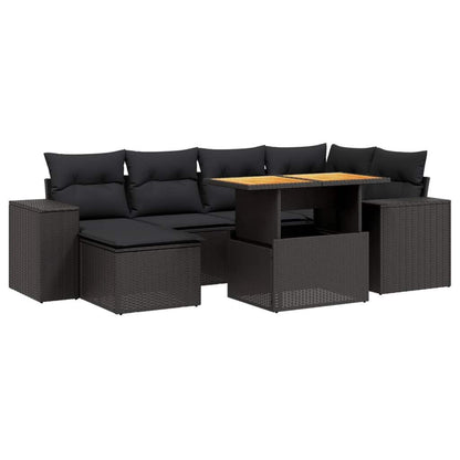 Set Divani da Giardino con Cuscini 7pz Nero Polyrattan - homemem39