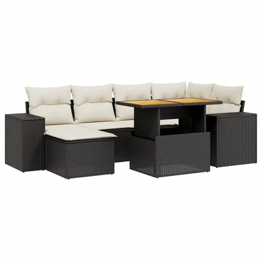 Set Divani da Giardino con Cuscini 7pz Nero Polyrattan - homemem39