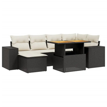 Set Divani da Giardino con Cuscini 7pz Nero Polyrattan - homemem39