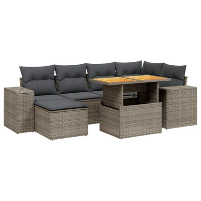 Set Divani da Giardino 7 pz con Cuscini Grigio in Polyrattan - homemem39