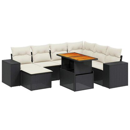 Set Divani da Giardino con Cuscini 8 pz Nero in Polyrattan - homemem39