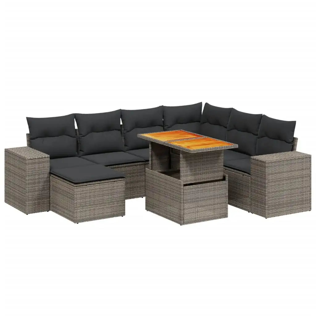 Set Divano da Giardino 8 pz con Cuscini Grigio in Polyrattan - homemem39