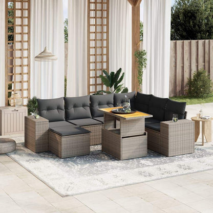 Set Divano da Giardino 8 pz con Cuscini Grigio in Polyrattan - homemem39