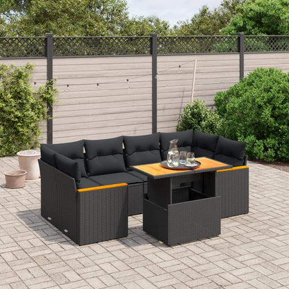 Set Divani da Giardino con Cuscini 7pz Nero Polyrattan - homemem39