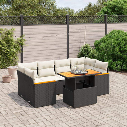 Set Divani da Giardino con Cuscini 7pz Nero Polyrattan - homemem39