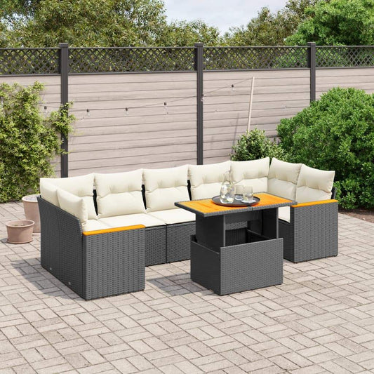 Set Divani da Giardino con Cuscini 8 pz Nero in Polyrattan - homemem39