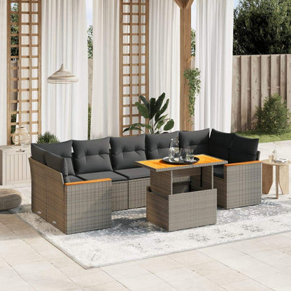 Set Divano da Giardino 8 pz con Cuscini Grigio in Polyrattan - homemem39