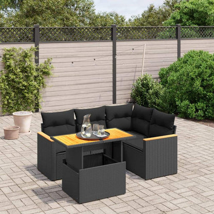 Set Divani da Giardino 5 pz con Cuscini in Polyrattan Nero - homemem39