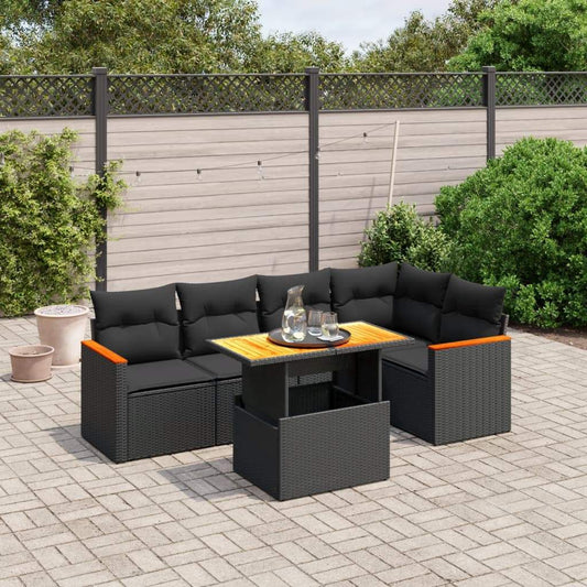 Set Divano da Giardino 6 pz con Cuscini Nero in Polyrattan - homemem39