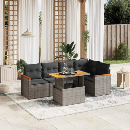 Set Divano da Giardino 6 pz con Cuscini Grigio in Polyrattan - homemem39