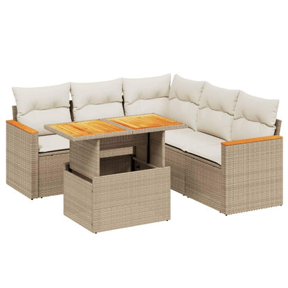 Set Divano da Giardino 6 pz con Cuscini Beige in Polyrattan - homemem39