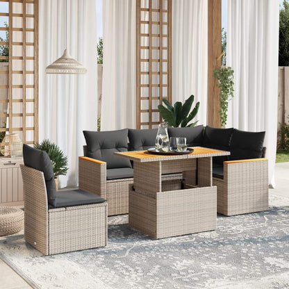 Set Divano da Giardino 6 pz con Cuscini Grigio in Polyrattan - homemem39