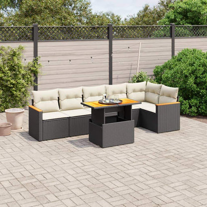 Set Divani da Giardino con Cuscini 7pz Nero Polyrattan - homemem39
